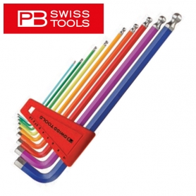 ボール付ロングレインボー六角棒レンチ ホルダー付(スイスツール)